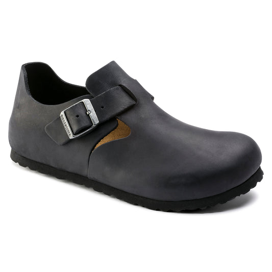 Birkenstock Unisex's London Oiled Leather Clog Shoes Black