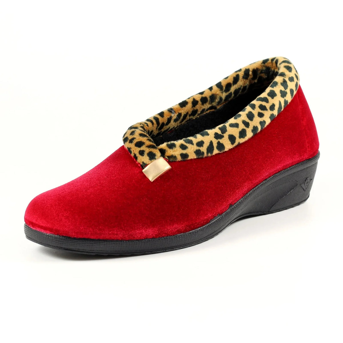 Lunar Women's KLA005 Paloma Ocelot Trim Slippers Red