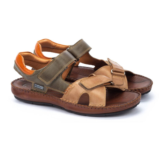 Pikolinos Men's Tarifa 06J-5818C2 Leather Flat Sandals Castor Brown