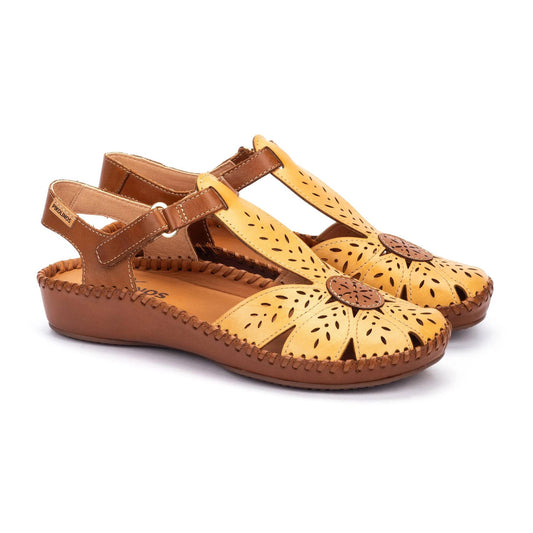 Pikolinos Women's P. Vallarta 655-0841C1 Leather Sandals Vainilla Yellow