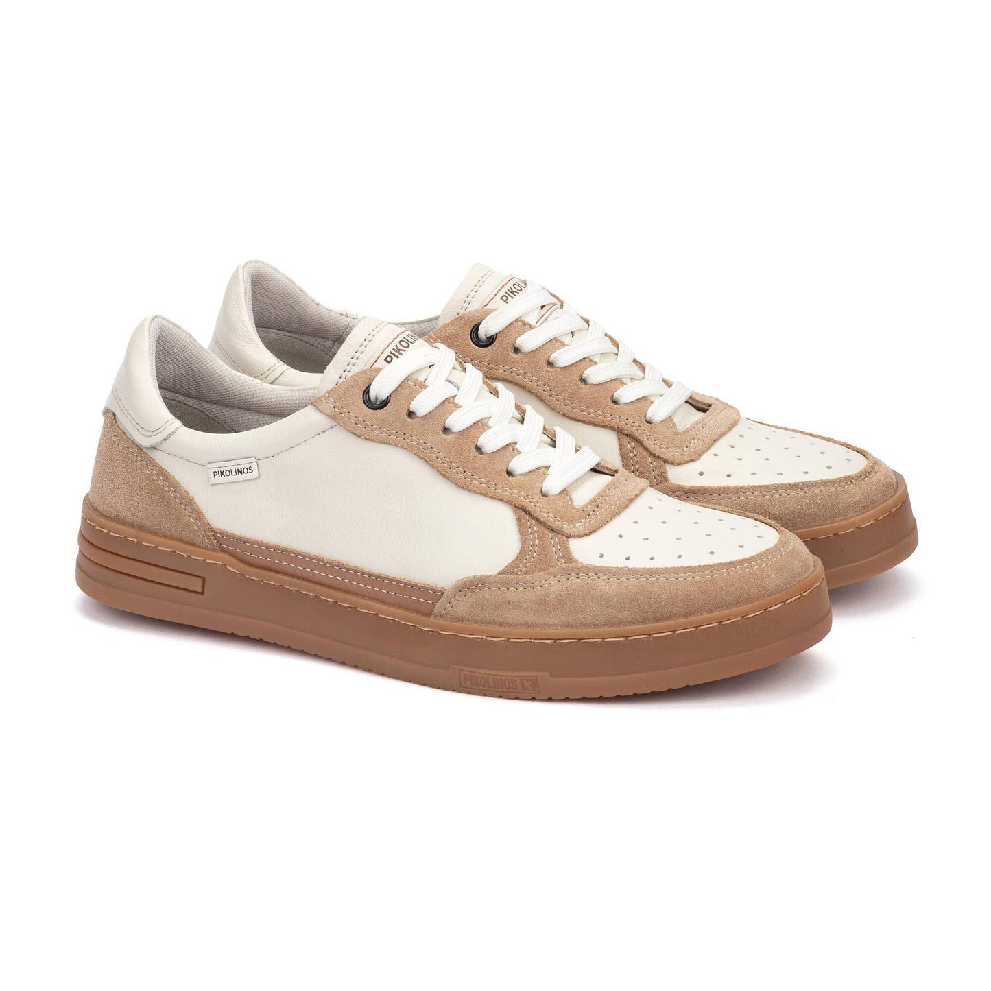 Pikolinos Men's Xativa M1K-6383C2 Leather Lace-Up Trainers Nata Beige