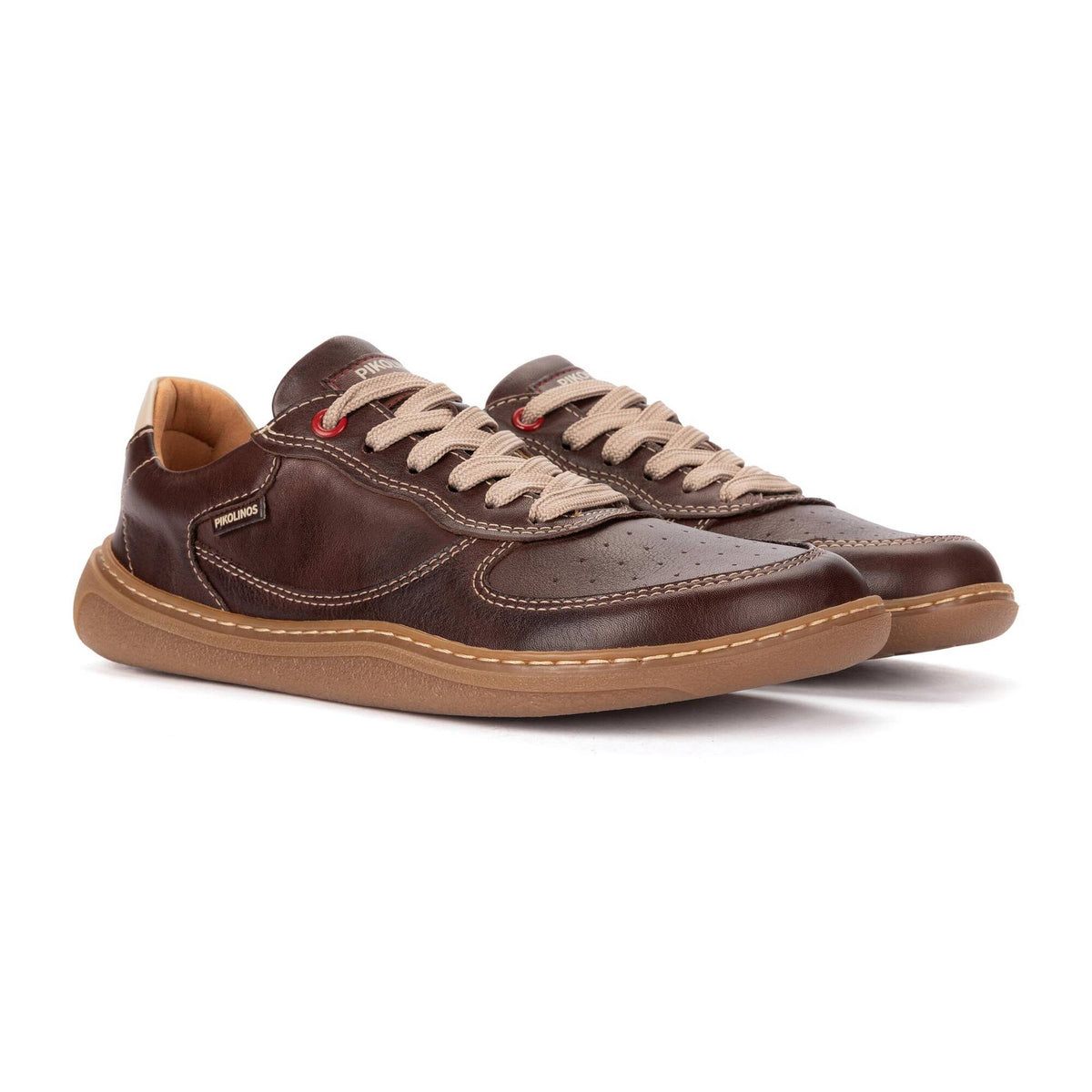 Pikolinos Unisex Aranjuez U9F-6363C1 Leather Lace-Up Sneakers Caoba Brown