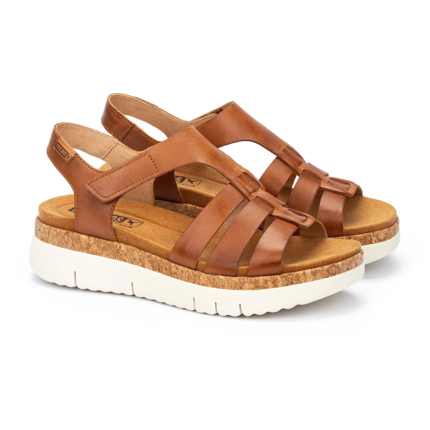 Pikolinos Women's Palma W4N-0754 Leather Wedge Sandals Brandy Brown