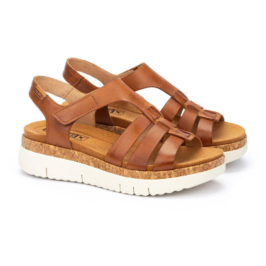 Pikolinos Women's Palma W4N-0754 Leather Wedge Sandals Brandy Brown