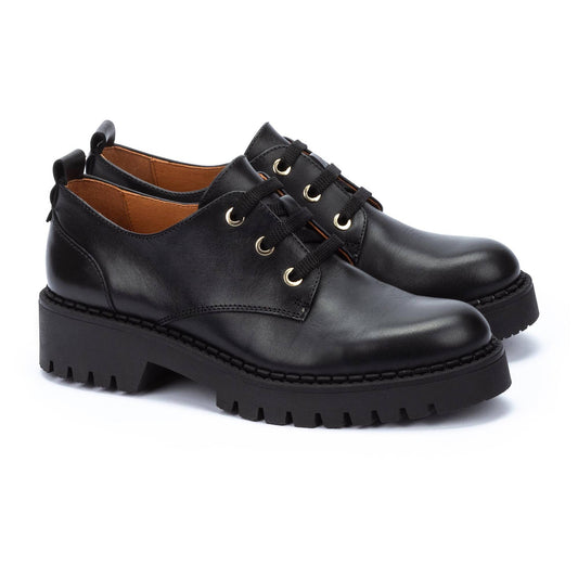 Pikolinos Women's Aviles W6P-4632 Leather Platform Derby Shoes Black