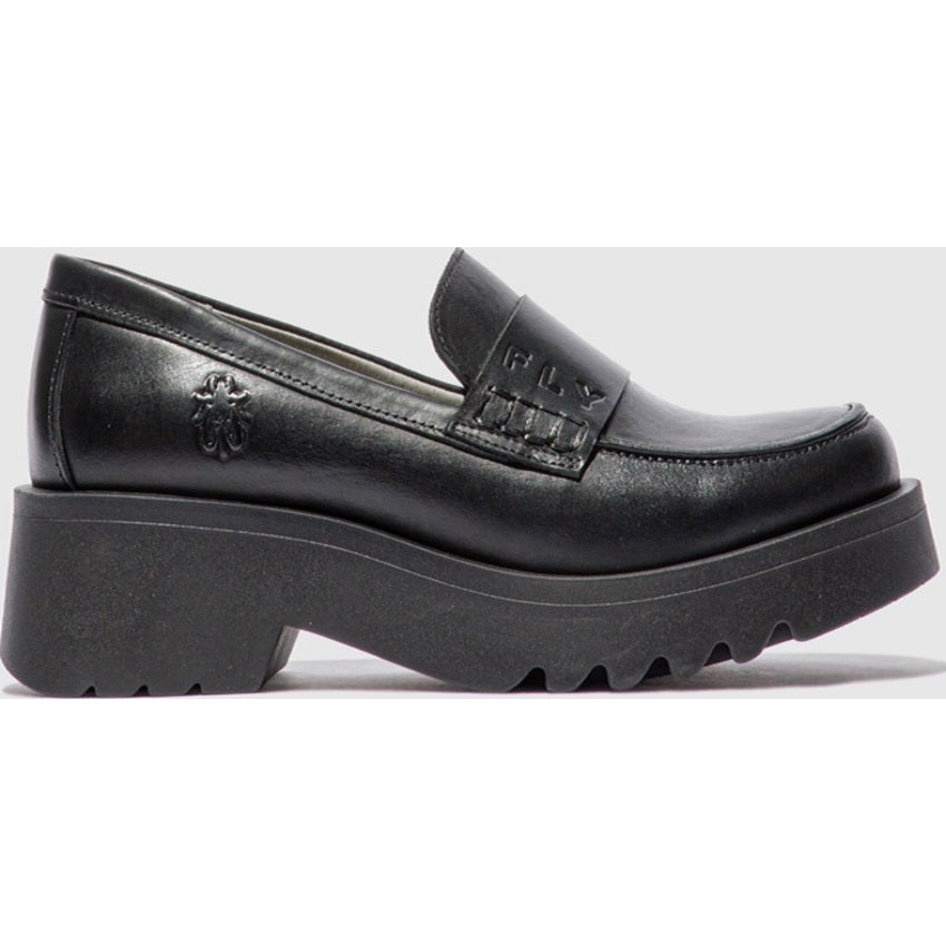 Fly London Women's MAUS791FLY Leather Loafer Shoes Black