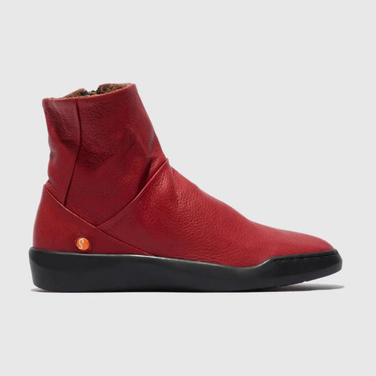 Softinos Women's BLER550SOF Leather Ankle Boots W/Lining Red
