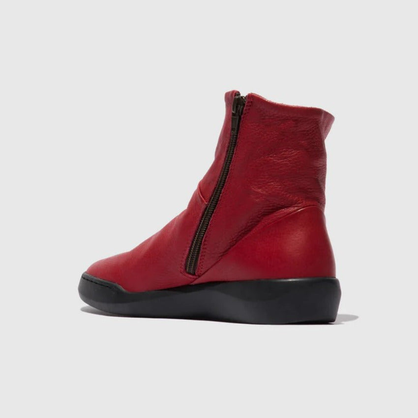 Softinos Women's BLER550SOF Leather Ankle Boots W/Lining Red