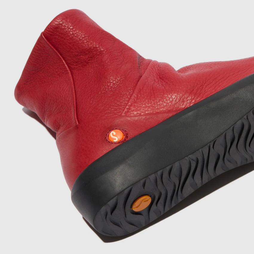 Softinos Women's BLER550SOF Leather Ankle Boots W/Lining Red