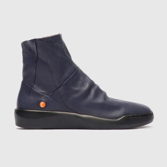 Softinos Women's BLER550SOF Leather Ankle Boots W/Lining Navy Blue