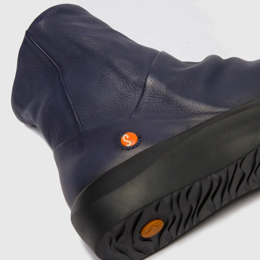 Softinos Women's BLER550SOF Leather Ankle Boots W/Lining Navy Blue