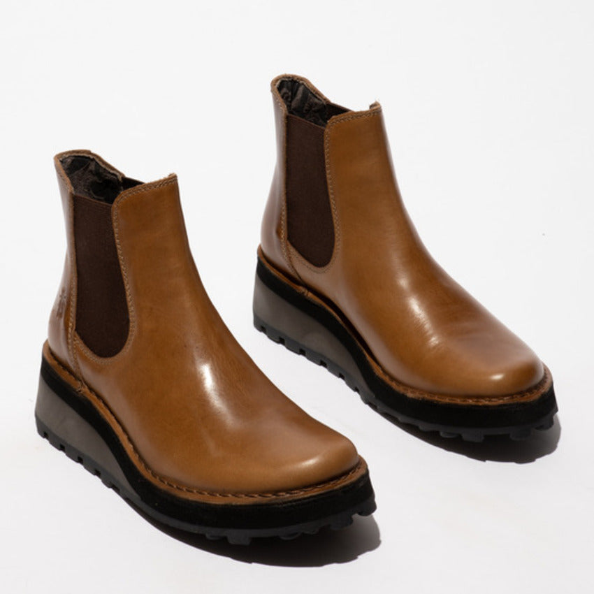 Fly London Women's HUUD148FLY Leather Chelsea Boots Camel Brown