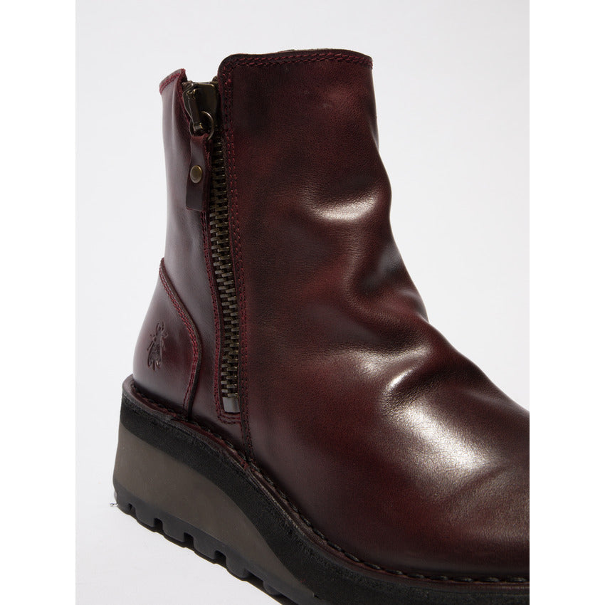 Fly London Women's HOLE146FLY Leather Ankle Boots Wine