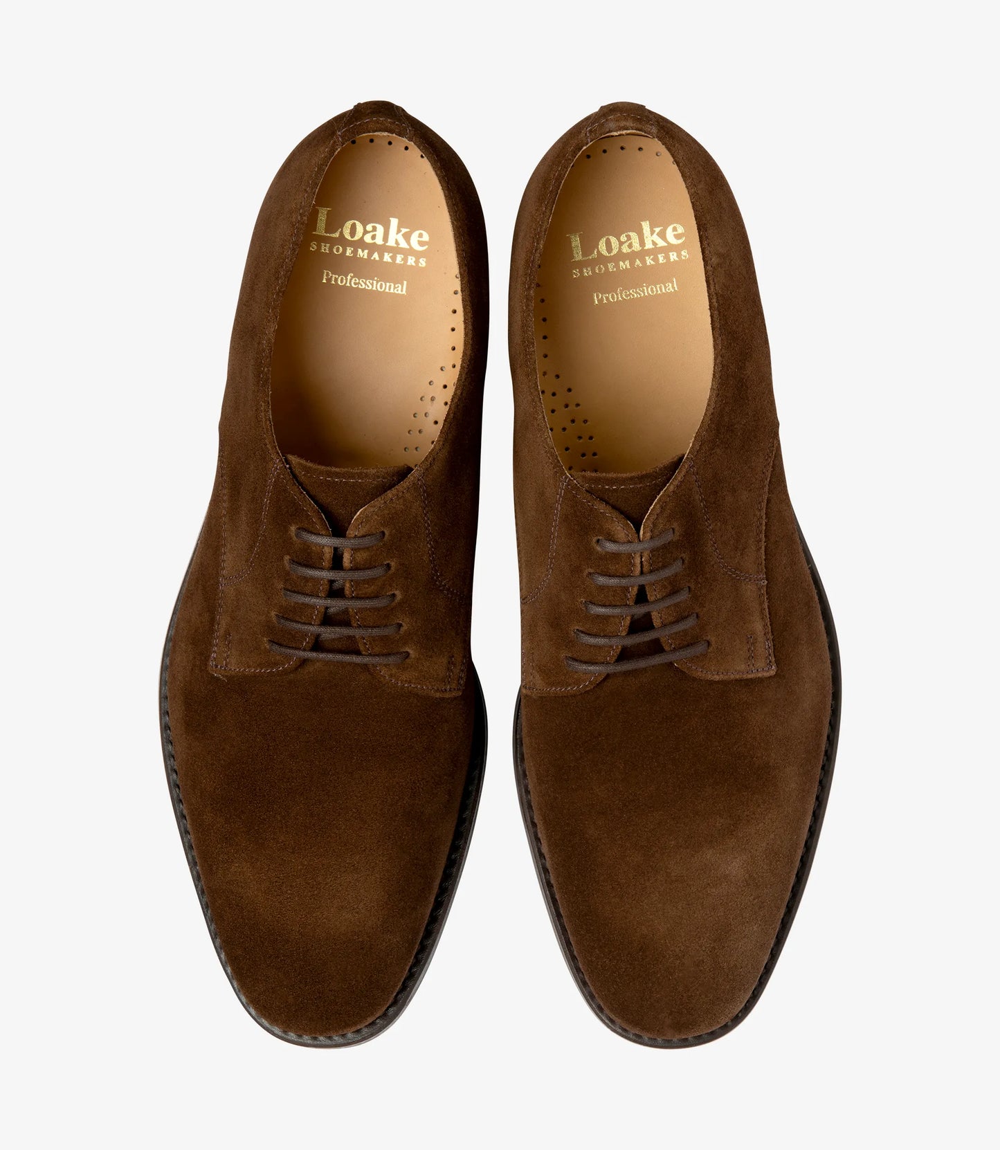 Loake Men's 205 Suede Leather Plain Derby Shoes Brown