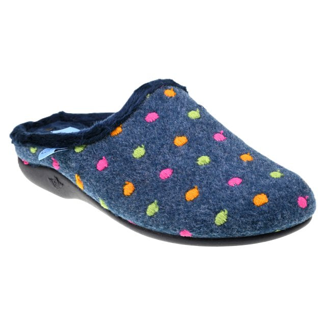 Lunar Women's KLA221 BK Peanut Navy Mule Slipper