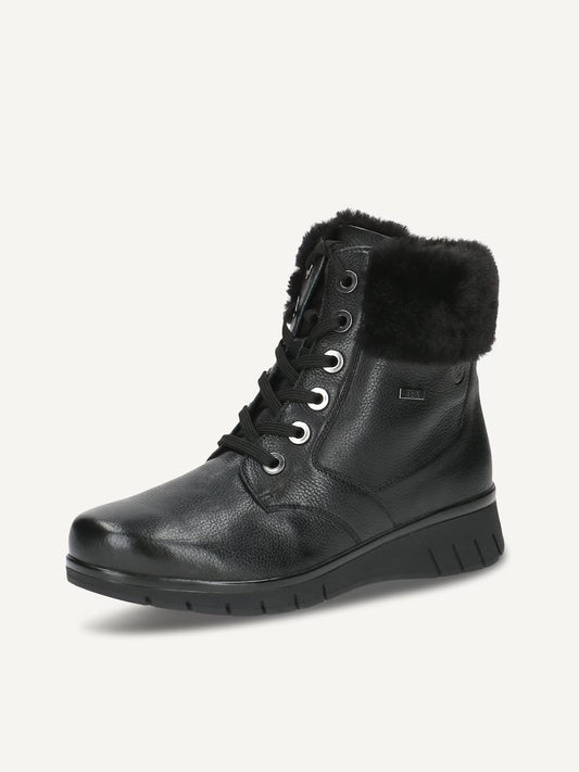 Caprice Women's 9-26209-43 Leather Ankle Boots w/Lining Black Nappa