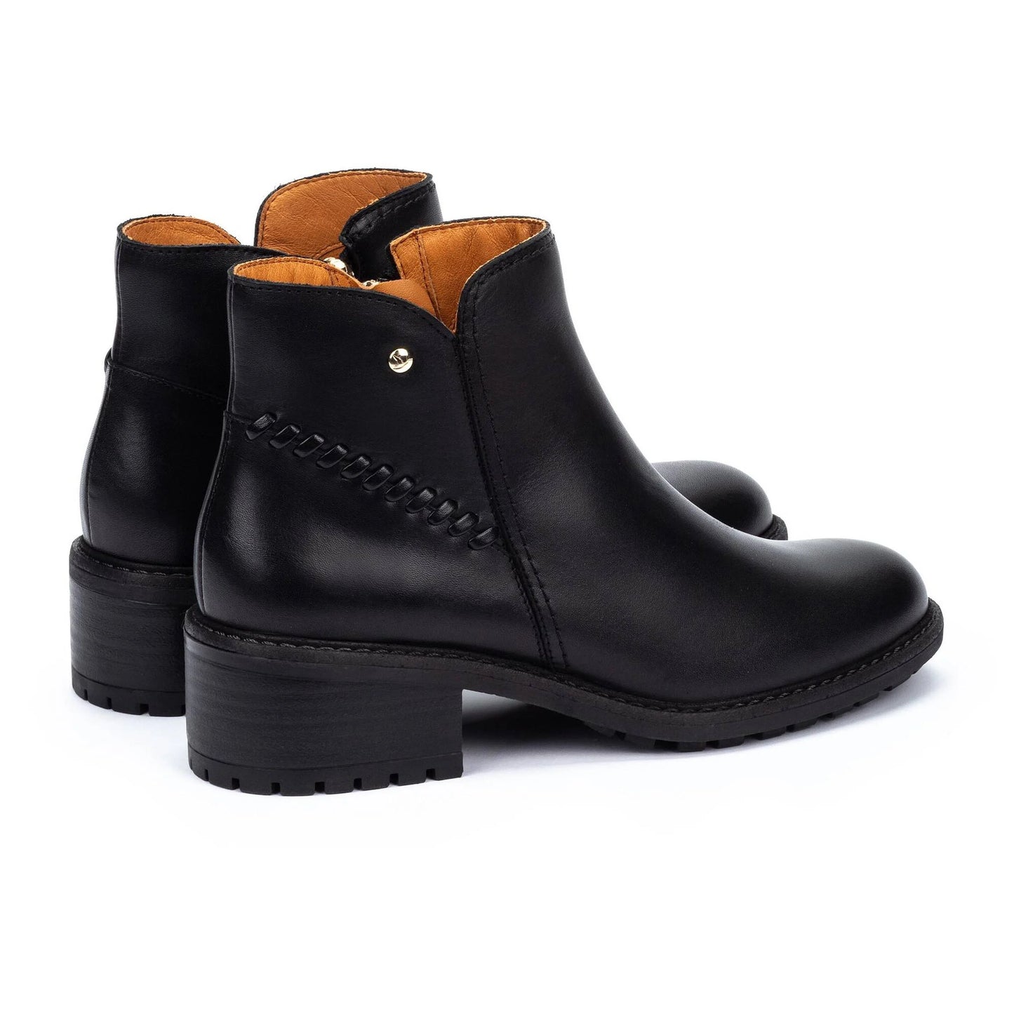 Pikolinos Women's Medina W0D-8871 Leather Heeled Ankle Boots Black