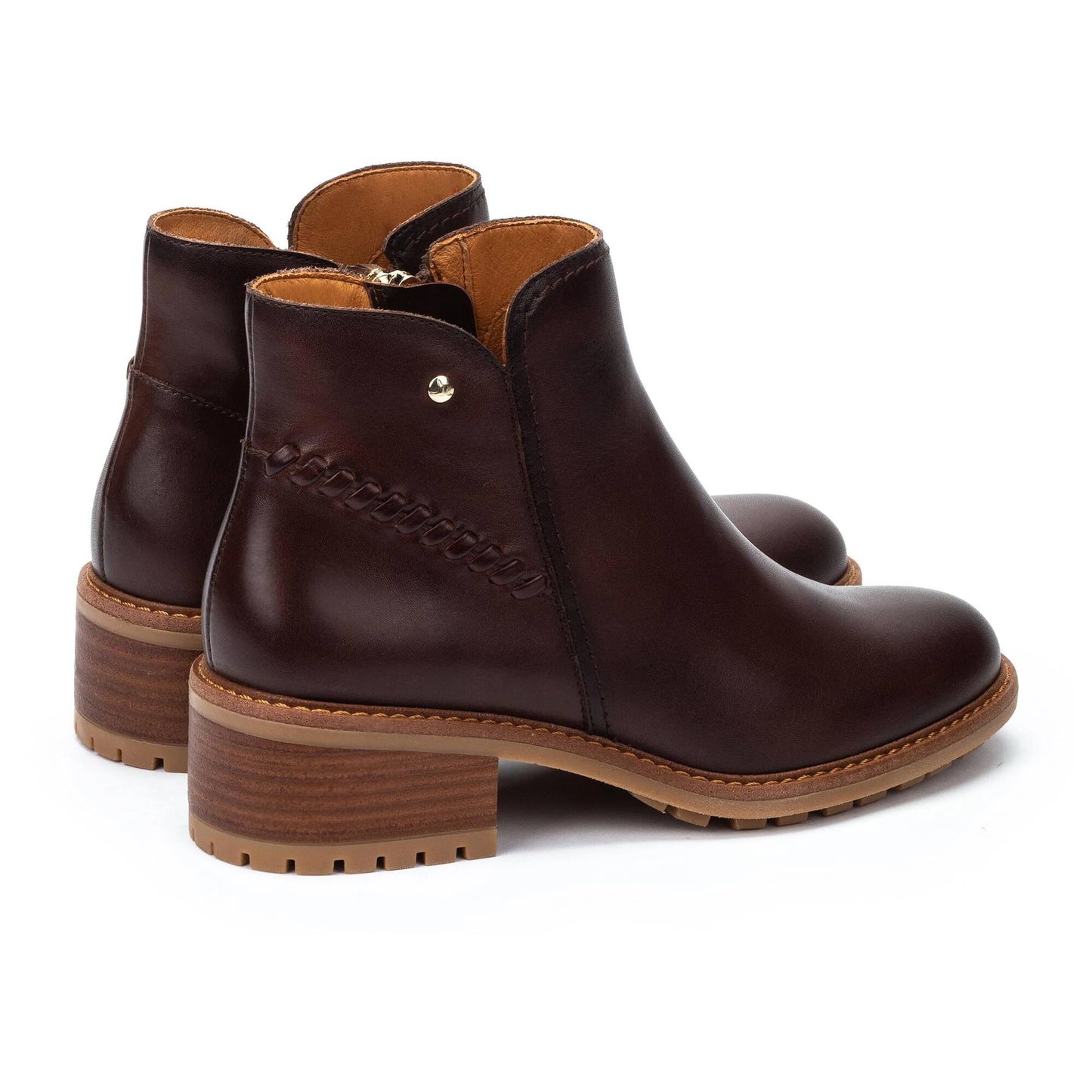 Pikolinos Women's Medina W0D-8871 Leather Heeled Ankle Boots Caoba Brown