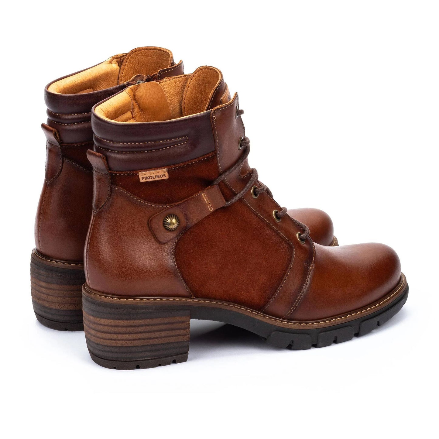 Pikolinos Women's San Sebastia W1T-8979C1 Leather Heeled Ankle Boots Caoba Brown