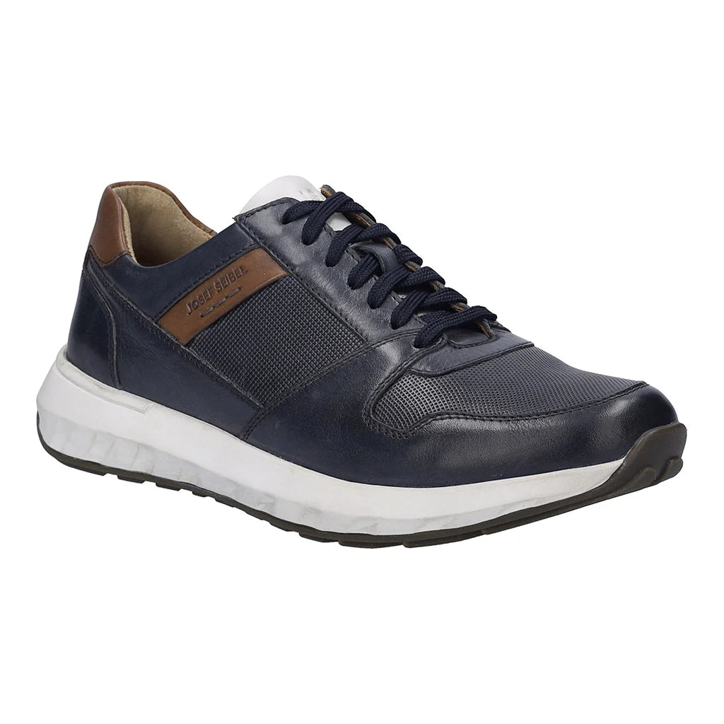 Josef Seibel Men's Cameron 10 Leather Casual Shoes Trainers Ocean Blue