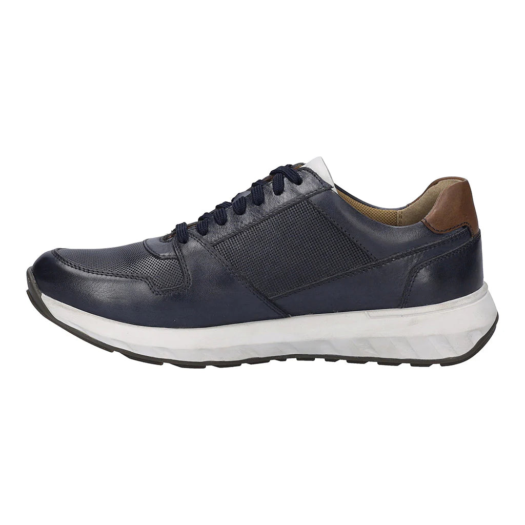 Josef Seibel Men's Cameron 10 Leather Casual Shoes Trainers Ocean Blue