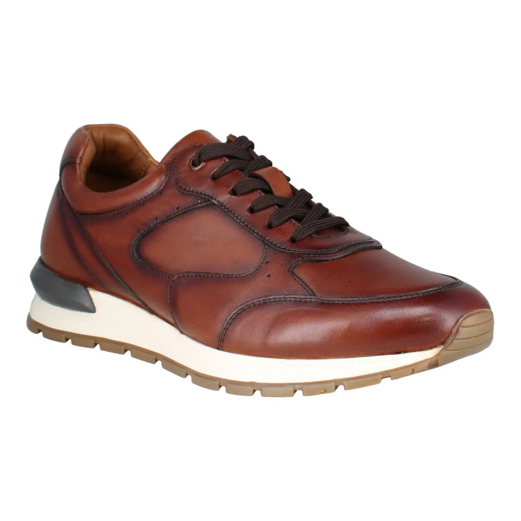 Josef Seibel Men's Carry 01 Leather Casual Sneaker Shoes Cognac Brown