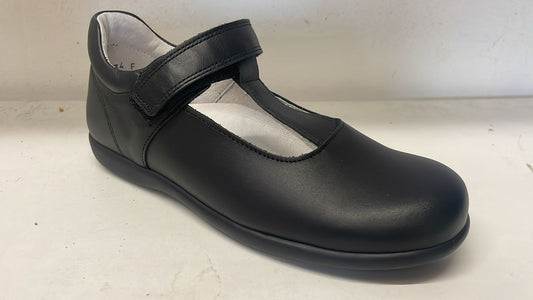 Bo-Bell Childrens Odilef Leather T-Bar School Shoes Black