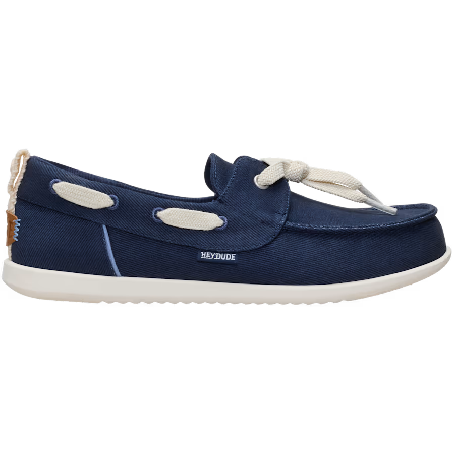 Hey Dude Women's Harbor Breeze Low Twill Boat Shoes Navy Blue