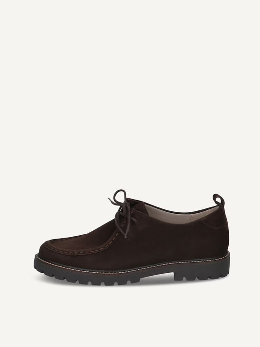 Caprice Women's 9-23612-45 Leather Lace-Up Shoes Dark Brown Suede