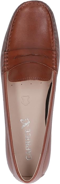 Caprice Women's 9-24651-42 Leather Slip-On Loafers Shoes Cognac Nappa Brown
