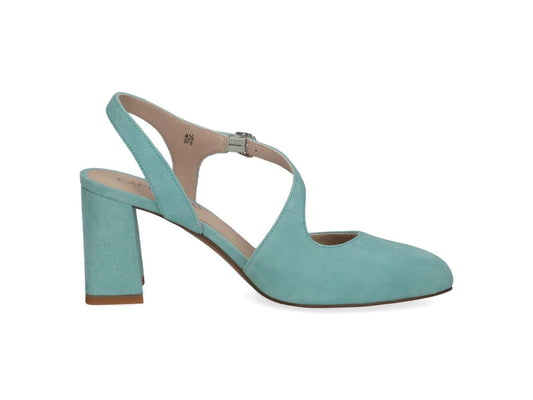 Caprice Women's 9-29600-44 839 Suede Leather Block Heel Shoes Turquoise