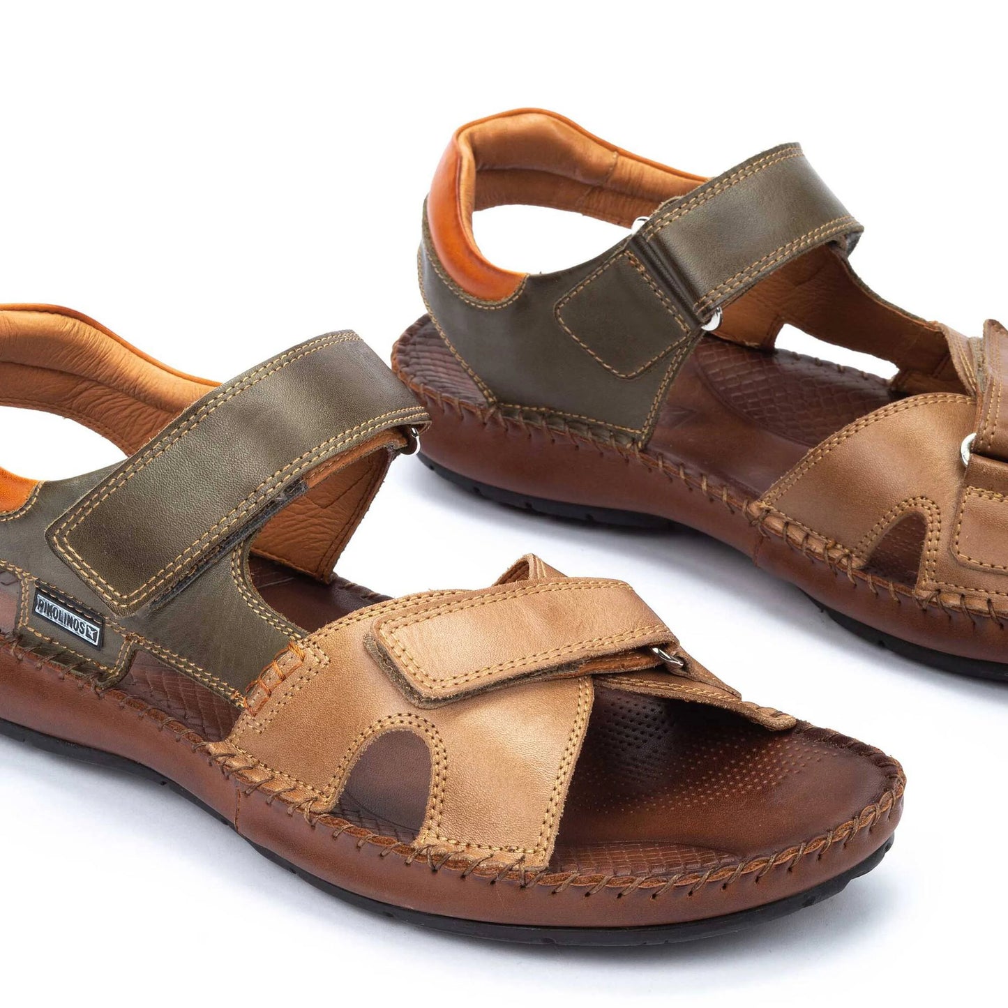 Pikolinos Men's Tarifa 06J-5818C2 Leather Flat Sandals Castor Brown