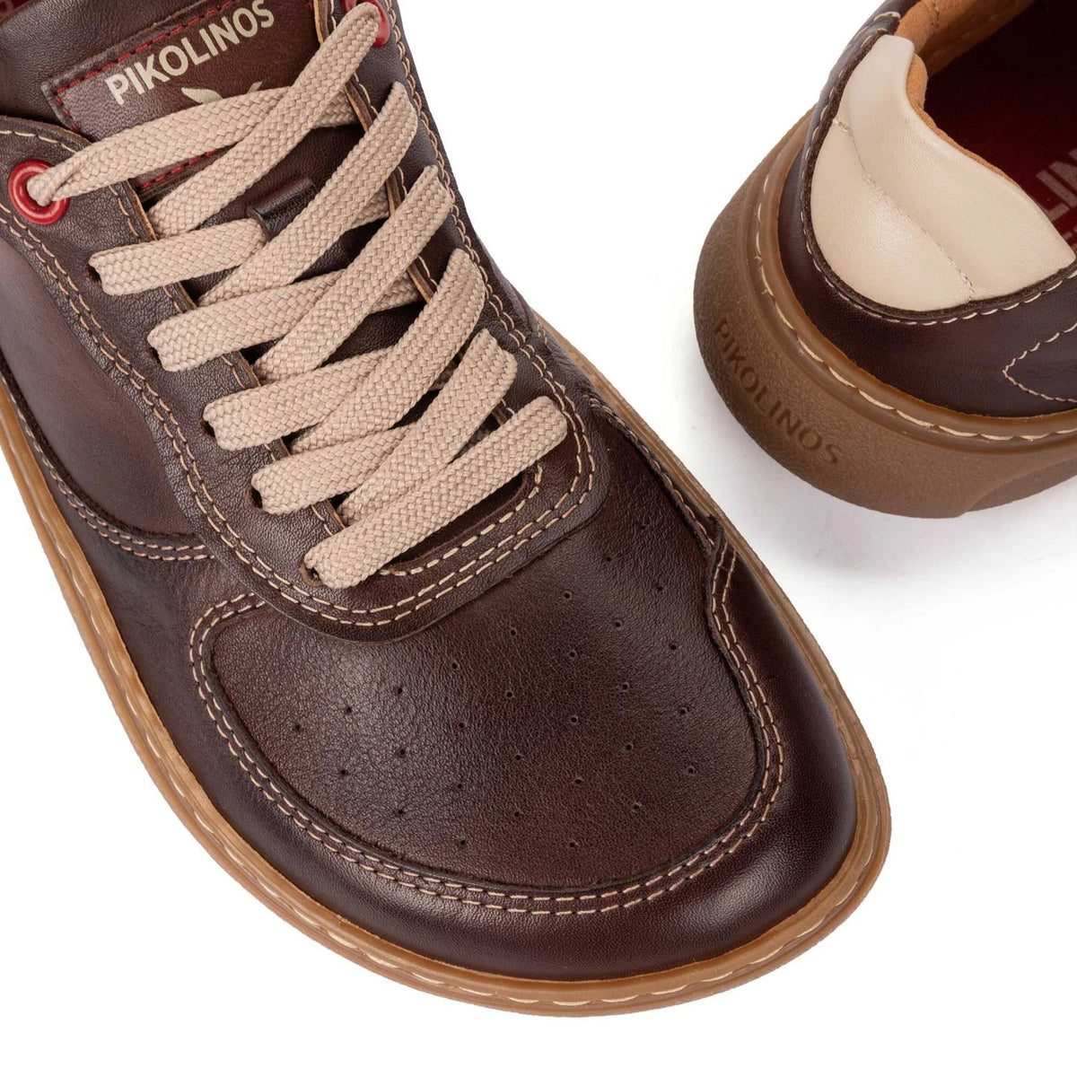 Pikolinos Unisex Aranjuez U9F-6363C1 Leather Lace-Up Sneakers Caoba Brown