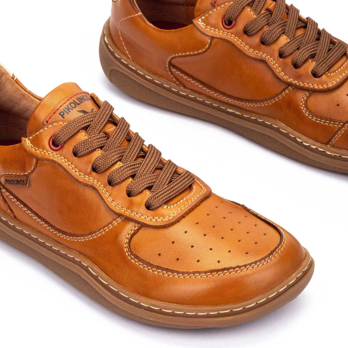Pikolinos Men's Aranjuez U9F-6363C1 Leather Lace-Up Sneakers Brandy Brown