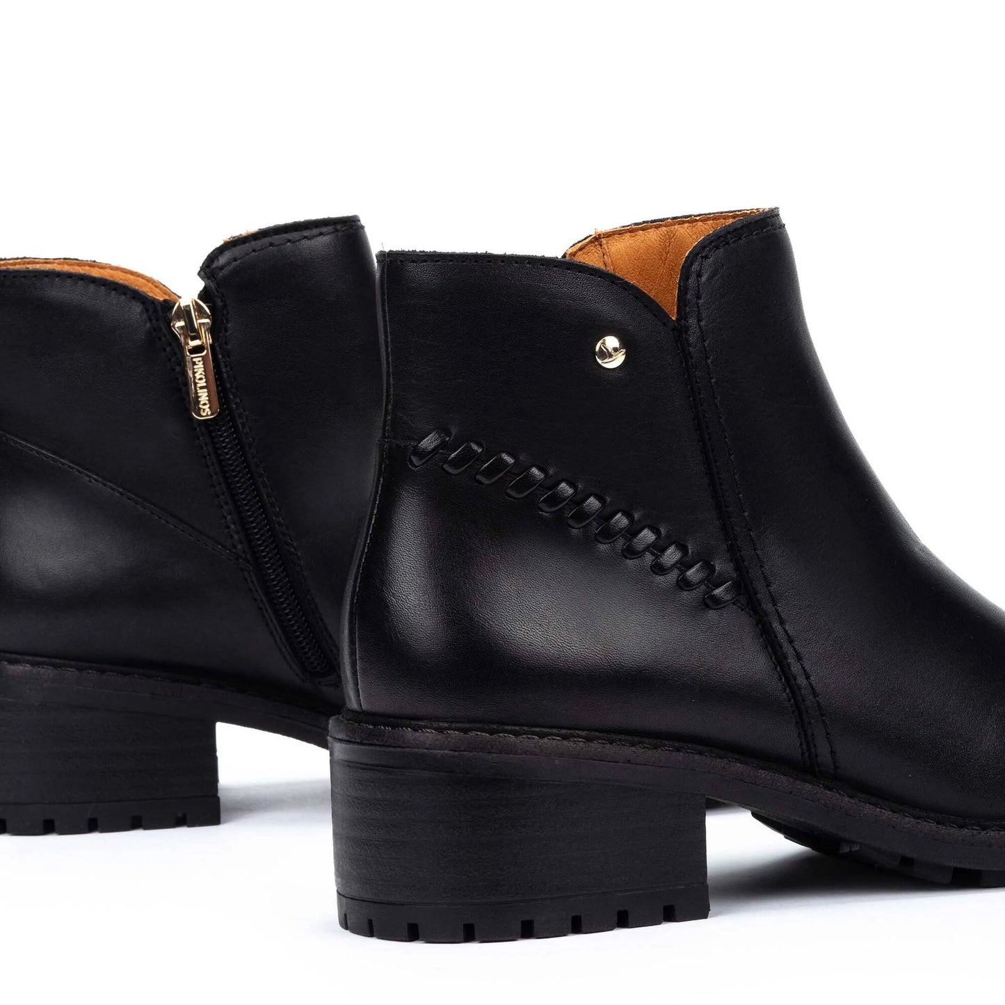 Pikolinos Women's Medina W0D-8871 Leather Heeled Ankle Boots Black