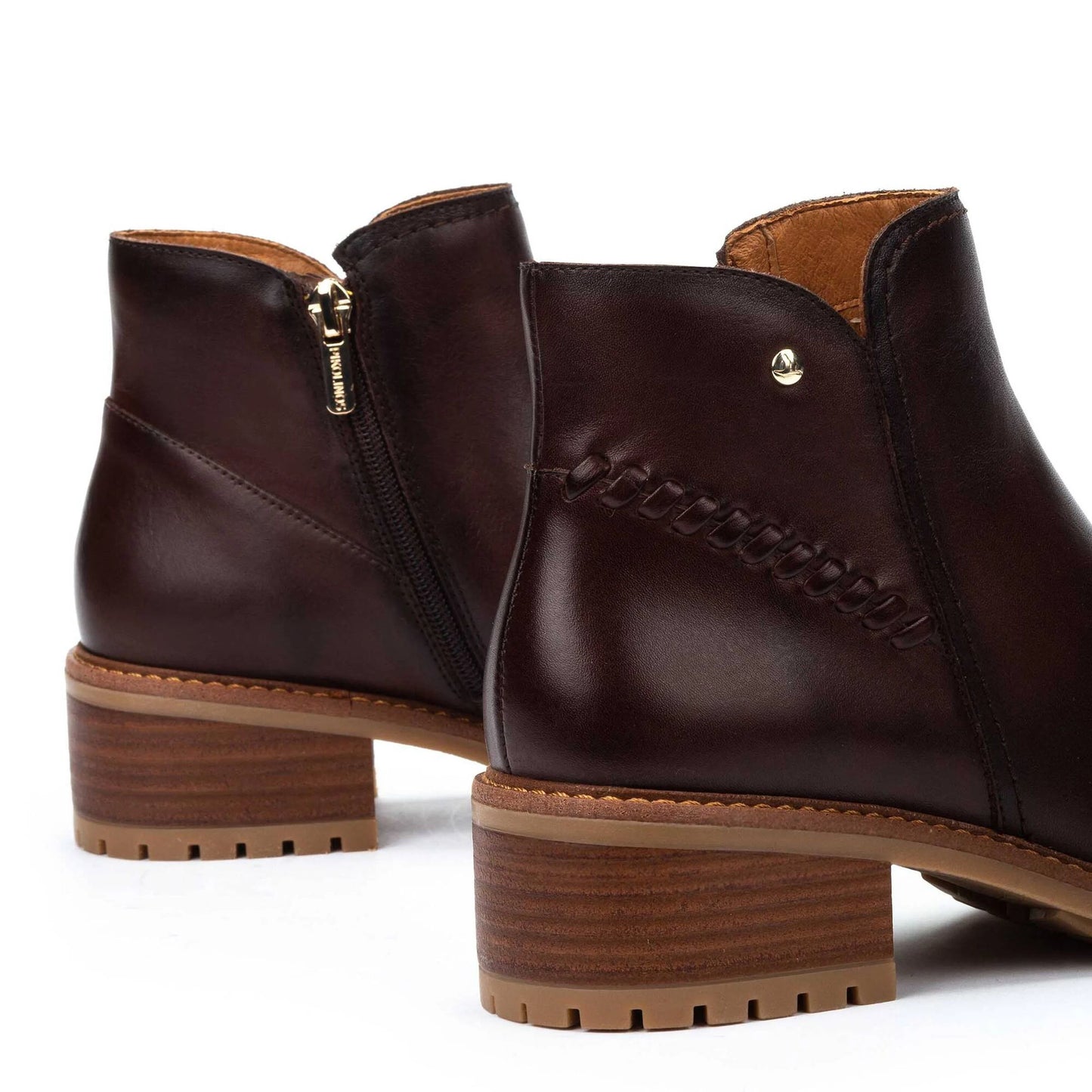 Pikolinos Women's Medina W0D-8871 Leather Heeled Ankle Boots Caoba Brown