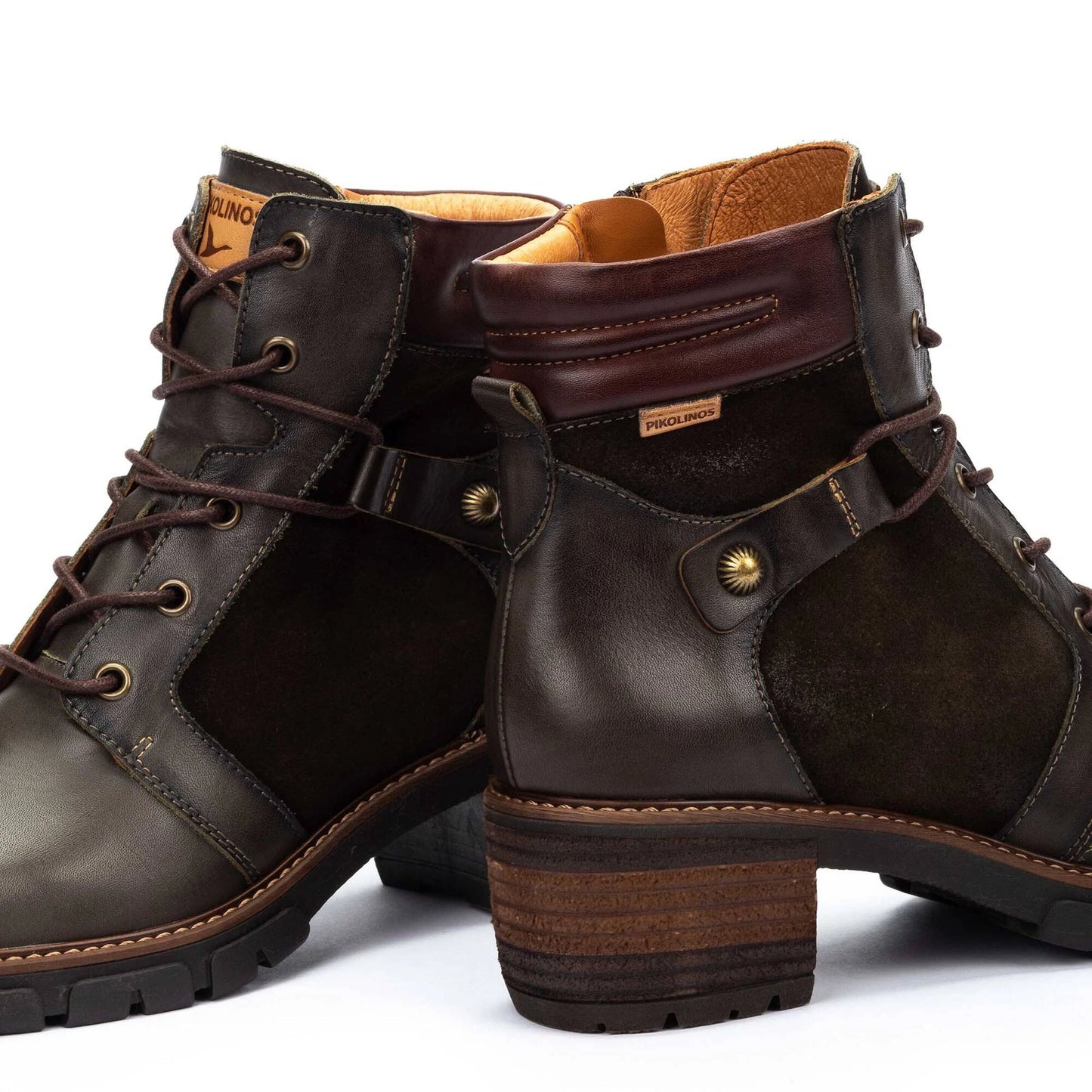 Pikolinos Women's San Sebastia W1T-8979C1 Leather Heeled Ankle Boots Forest Brown