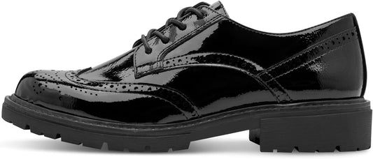 Jana Women's 8-23778-47 Leather Lace-Up Brogues - Patent Black