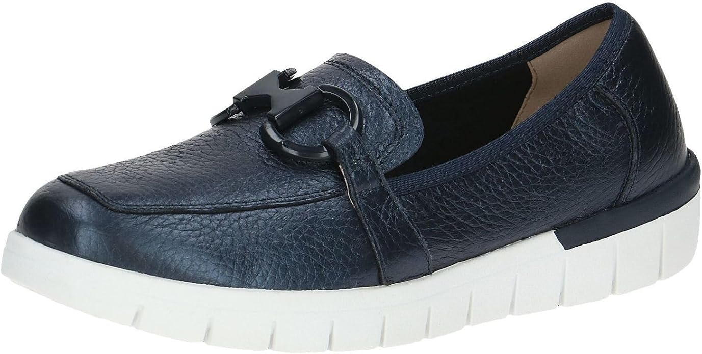 Caprice Women's 9-24700-42 877 Leather Slip-On Loafers Shoes Ocean Deer Blue