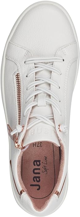 Jana Women's 8-23660-42 Zip Structure Sneakers White Rose Gold