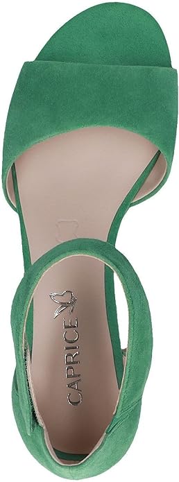Caprice Women's 9-28212-42 Suede Leather Block Heel Sandals Green