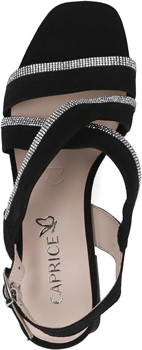 Caprice Women's 9-28300-42 Leather Block Heel Sandals Black Suede
