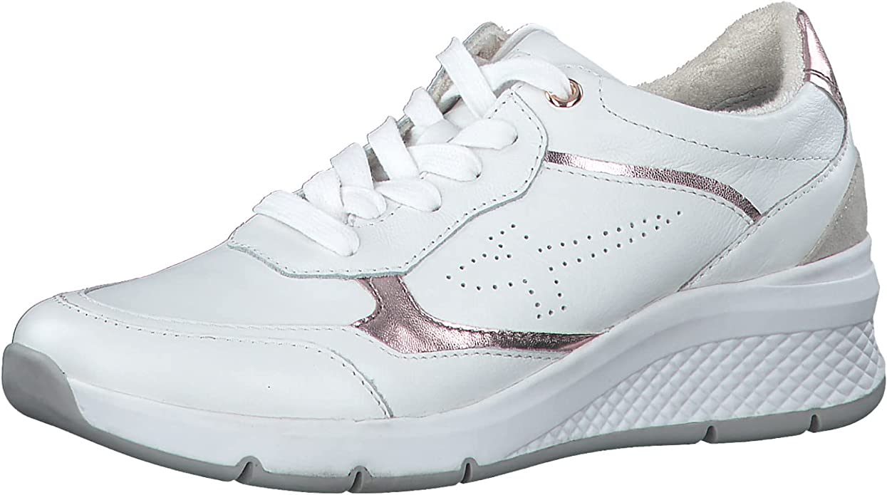 Jana Women's 8-8-83713-20 152 Leather Sneakers White Rose Gold