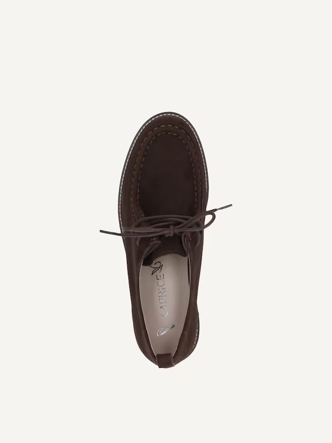 Caprice Women's 9-23612-45 Leather Lace-Up Shoes Dark Brown Suede