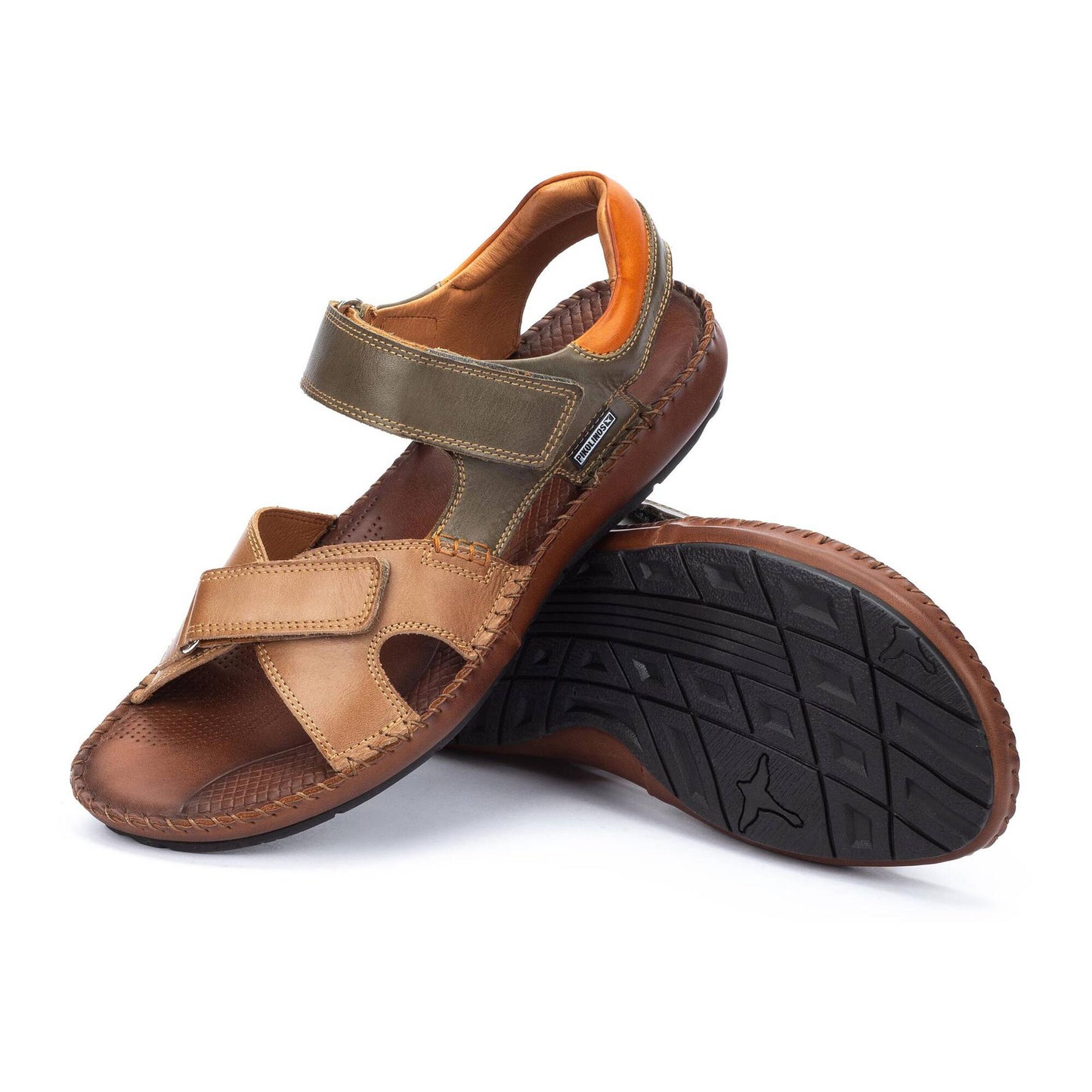 Pikolinos Men's Tarifa 06J-5818C2 Leather Flat Sandals Castor Brown