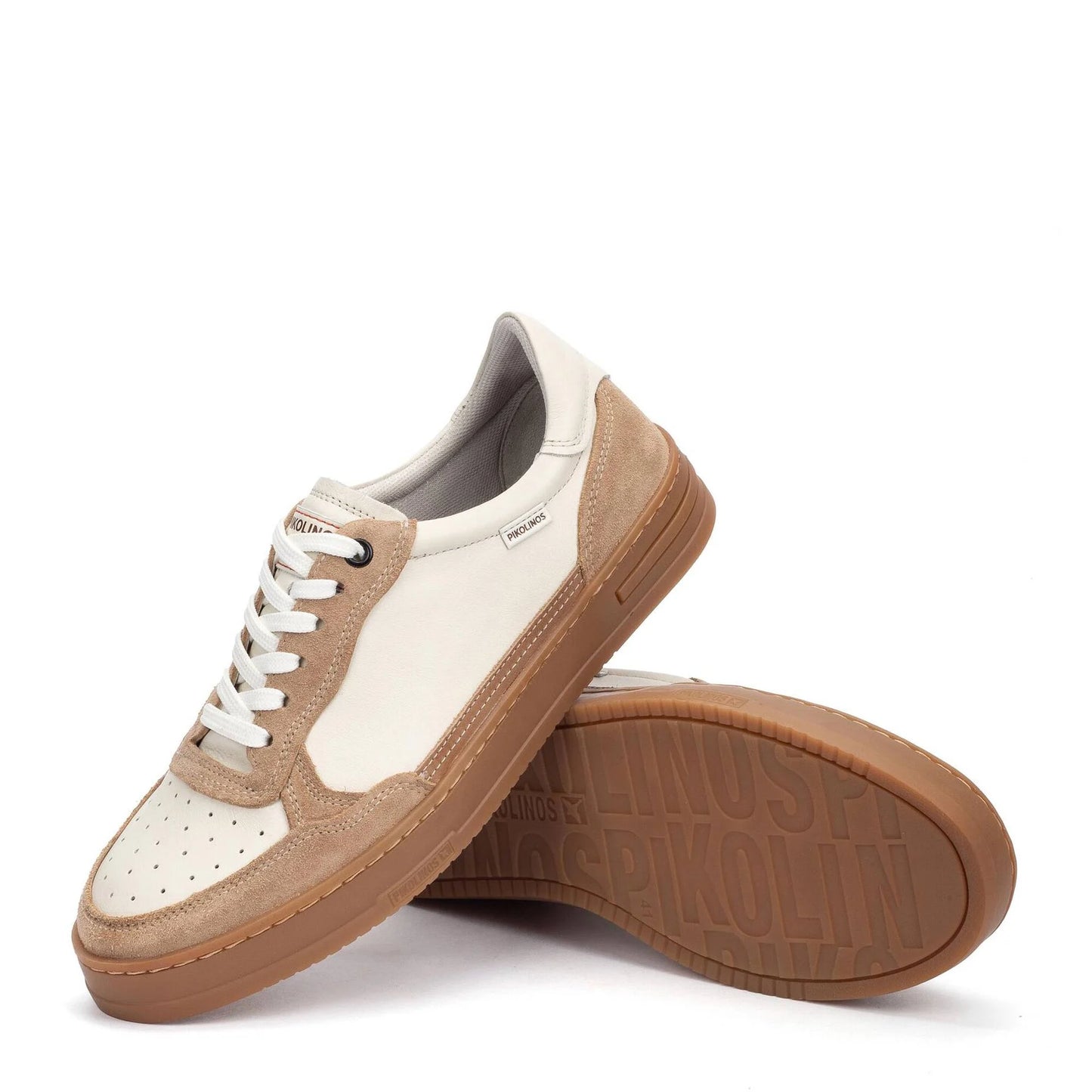 Pikolinos Men's Xativa M1K-6383C2 Leather Lace-Up Trainers Nata Beige