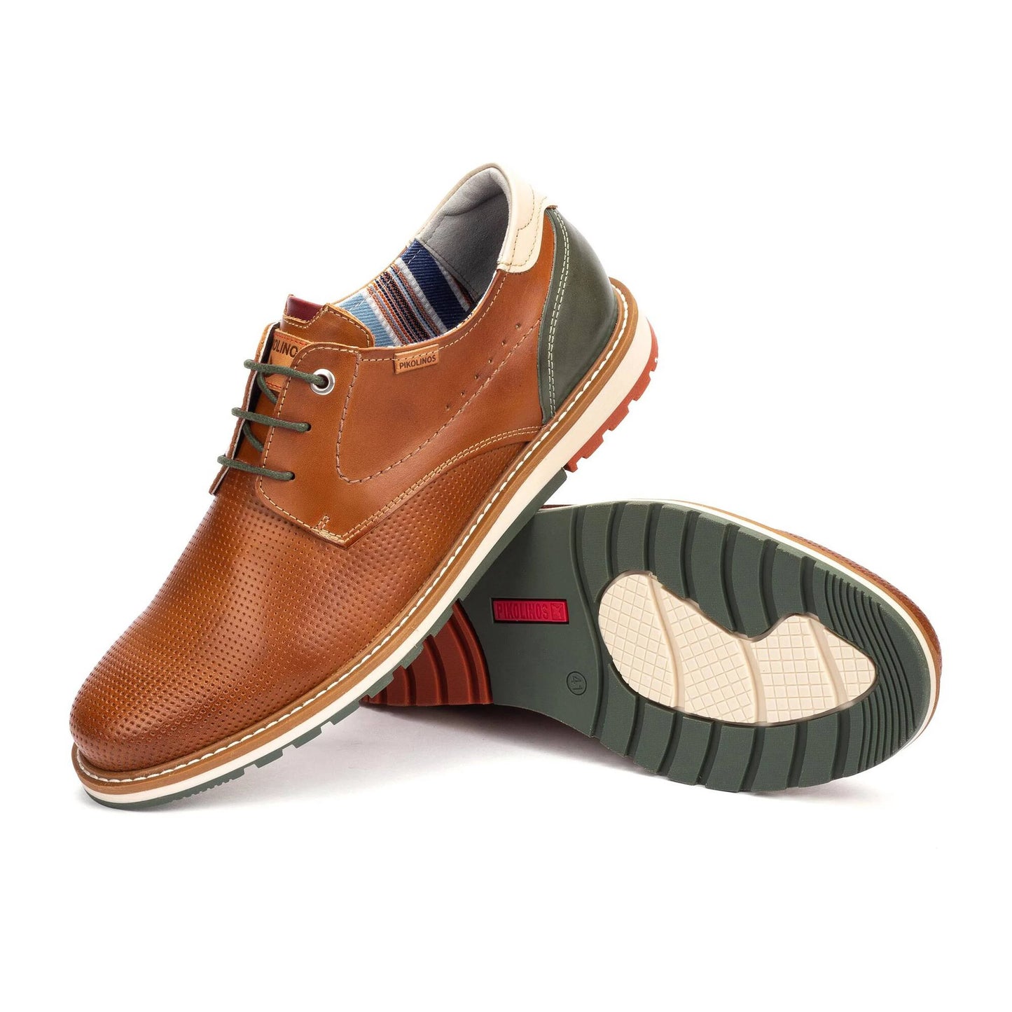 Pikolinos Men's Berna M8J-4322C1 Leather Lace-Up Shoes Brandy Brown