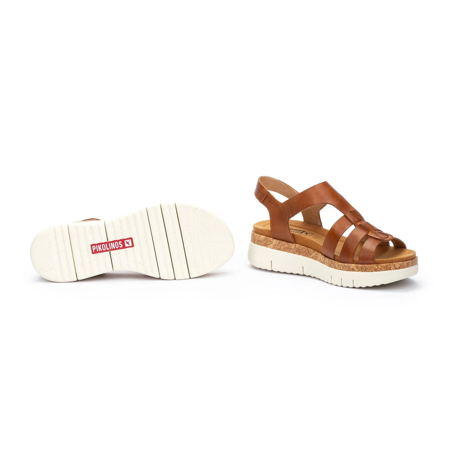 Pikolinos Women's Palma W4N-0754 Leather Wedge Sandals Brandy Brown