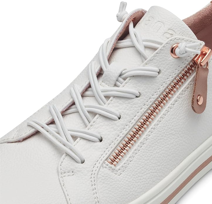 Jana Women's 8-23660-42 Zip Structure Sneakers White Rose Gold