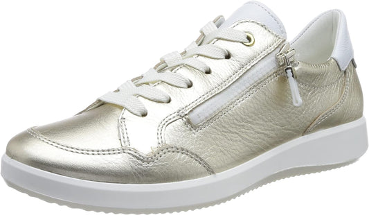 Ara Women's 1223901 Roma Leather Sneakers Metallic Platinum White